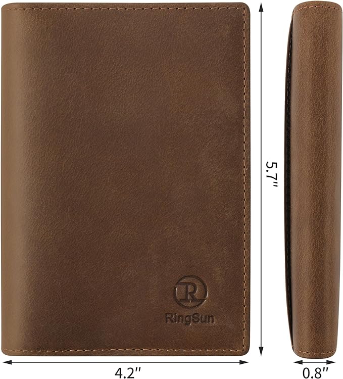 Ringsun Leather Passport Cover for Men Women, RFID Passport Wallet Case Travel Passport Holder for Family