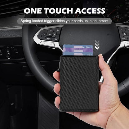 Card Wallet for Men,Slim Minimalist Wallet 10-14 Cards,Smart Pop Up Wallets with Money Clip& ID Window,RFID Front Pocket Credit Card Holder, Gifts for Men（Carbon Fiber）