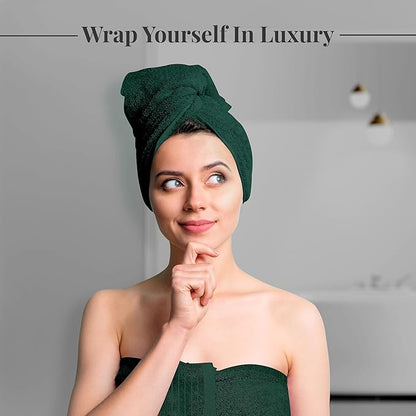 Tens Towels Pack of 8 Towels Set, 2 Extra Large Bath, 2 Hand, 4 Washcloths, 100% Cotton, Lighter Weight, Quicker to Dry, Super Absorbent, Perfect for Bathroom, Hunter Green