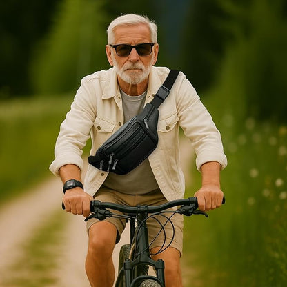 Leather Fanny Pack for Men Women,Genuine Leather Waist Belt Bag with Adjustable Strap Belt Hip Bag with Multi-Pockets for Travel Sports Running Cycling Hiking