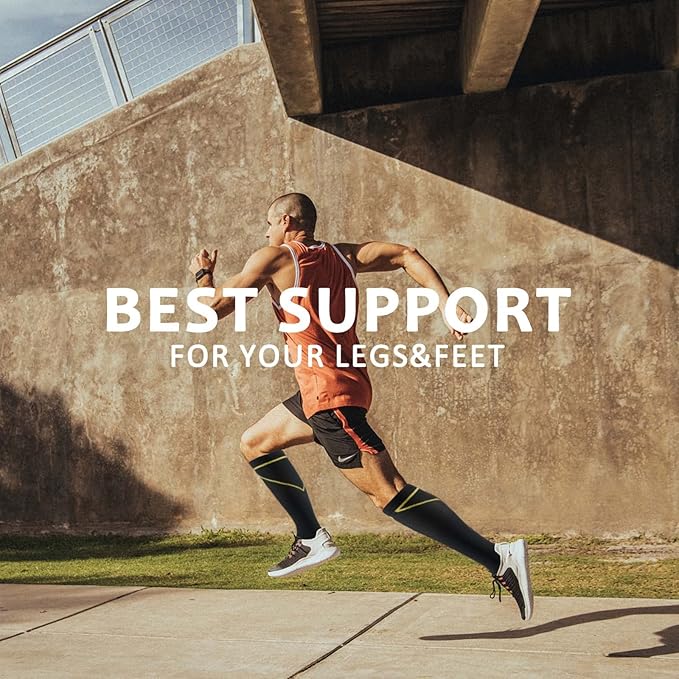 fenglaoda Compression Socks Women Men 6 Pairs, Knee High Best Support Circulation Socks for Running, Travel, Flight, Nurse