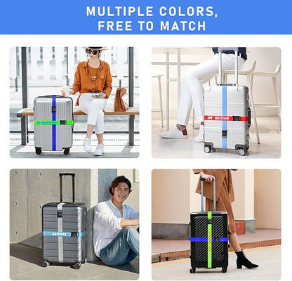Personalised Luggage Straps with Locks for Suitcases, 1 Pack - Custom Luggage Strap with Name Embroidery, Thick Luggage Belt, Travel Suitcase Identity Straps Stitched, Heavy Duty Lockable Luggage
