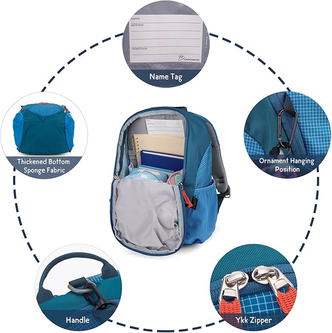 MOUNTAINTOP 8L Kids Backpack,Toddler Backpack Travel Daypack with Chest Strap,Small Backpack for Preschool and Kindergarten