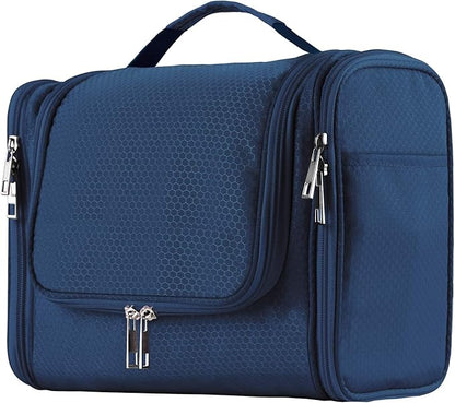 Buruis Large Toiletry Bag for Women and Men, Hanging Travel Bag for Makeup, Cosmetics, Shaving, Toiletries, Water-Resistant Dopp Kit for Gym, Camping, or Daily Use, Blue