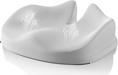 Benazcap Large Seat Cushion for Office Chair Memory Foam Coccyx Pain Relief Cushion Pillow for Back Support Non-Slip Seat Pad for Office Desk, Car Seat, Wheelchair, Sciatica-Grey