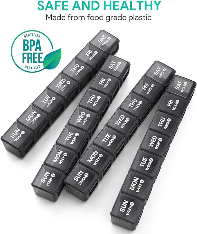 TookMag Monthly Pill Organizer 28 Day Pill Box, Large Medicine Pill Organizer 4 Weeks, One Month Pill Box Pill Case Travel Pill Organizer with Dust-Proof Container for Pills/Vitamin/Supplements