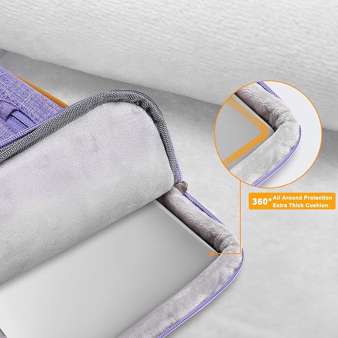 MOSISO 360 Protective Laptop Shoulder Bag,15-15.6 inch Computer Bags Compatible with MacBook Pro 16 inch, HP, Dell, Lenovo, Asus Notebook,Side Open Messenger Bag with 4 Zipper Pockets, Purple