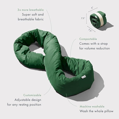 Huzi Infinity Pillow - Travel Neck Pillow - Versatile Soft 360 Support Scarf - Machine Washable - Home Travel Flight Road Trips Airplane Sleeping (Pine Green)