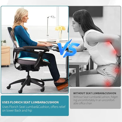 FLORICH Seat Cushion Lumbar Support Pillow for Office Chair, Car Lower Back Support, Ergonomic Desk Chair Pillow for Butt and Back Support of Memory Foam Seat Pad(Grey)