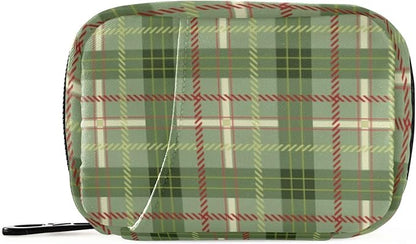 Pill Organizer Box Case Weekly Travel Pill Container Cute Pill Holder 7Day Vitamin Organizer Pill Dispenser Sorter Planner Storage Small Compact Green Plaid06