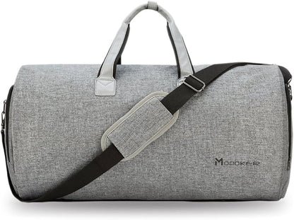 Modoker Convertible Garment Bag with Shoulder Strap, Carry on Garment Duffel Bag for Men Women - 2 in 1 Hanging Suitcase Suit Travel Bags (Grey)