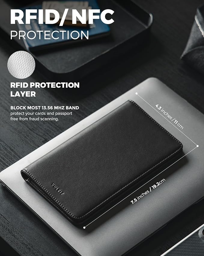 VULKIT Passport Holder Wallet RFID Blocking Travel Wallet for Men & Women