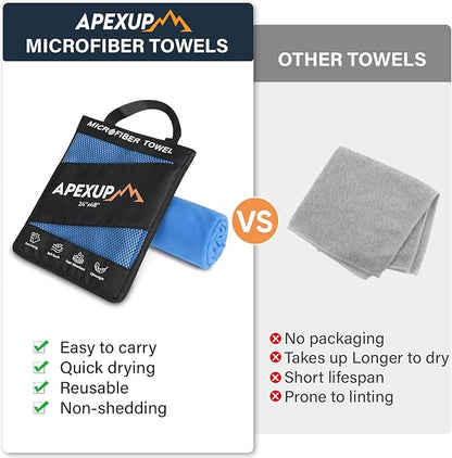 APEXUP Microfiber Travel Towel, Ultra Absorbent Quick Dry Towels, Lightweight Gym Sports Camping Towel for Workout, Yoga, Beach, Shower, Swimming (72"×40", Blue)