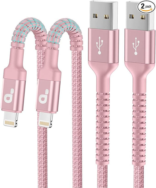 Long iPhone Charger 10FT, 2Pack Lightning Cable [Apple MFi Certified] iPhone Charger Cord USB to Lightning Cable Compatible with iPhone 14/13/12/11 Pro Max/XS MAX/XR/8/7/Plus/6S/5S/iPad (Pink)