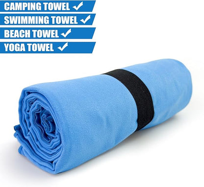 Beach Towel XL Size Microfiber Quick Dry Swimming Pool Camping Travel Body Towels (Blue, 1 Pack XL)