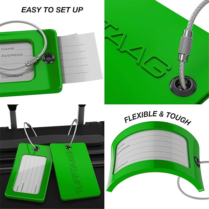 Luggage Tags Business Card Holder by TUFFTAAG - Durable Travel ID Bag Tag, Secure & Flexible, Perfect for Suitcases, Backpacks, and Carry-Ons, Easy Identification