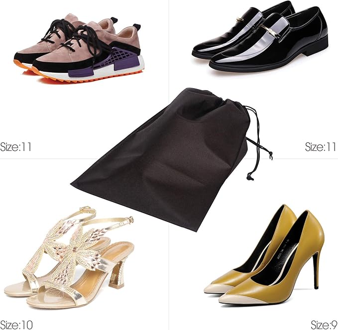 12 Pack Shoe Bags for Travel Non-Woven with Rope for Men and Women Large Shoes Pouch Storage Packing Organizers