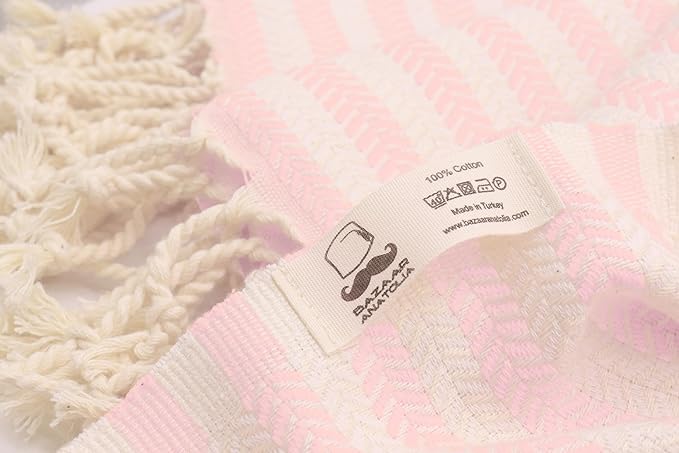 Bazaar Anatolia Turkish Beach Towel – 100% Cotton, Quick Dry, Sand Free Pink Picnic Blanket for Bathroom and Travel – Oversized 71x39 Inches – Arpa Pink
