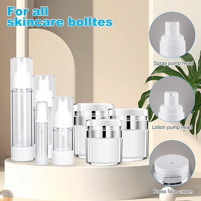 30 Pack TSA Approved Skincare Empty Travel Bottles, 1.7/1/0.7/0.34oz Refillable Travel Size Containers, Leak-Proof Toiletry Bottles for Skincare and Creams, Lotion, Eye Cream, Liquid, Foundation