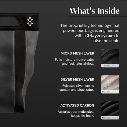 Salt Aērcase Smell Proof Cleat Bag – XL Size - Athletic Soccer & Golf Shoe Bag for Smelly Cleats & Gym Shoes- Durable, Water-Resistant, & Easy to Clean