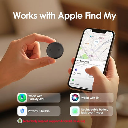LENTION Air Tracker Tag, Item Finder Works with Apple Find My (iOS Only), Bluetooth Tracker for Kids, Keys, Luggage, Suitcases, Loud Beep, IP67 Waterproof, Replaceable Battery, Gift for Family Friends