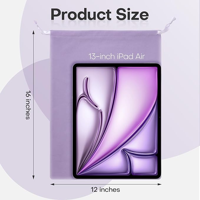 6 Pack Shoe Dust Bags, Velvet Drawstring Luxury Storage Bags for Shoes, Purses, Handbags & Cosmetics - Thick Dustproof Reusable Travel Organizer & Gift Pouch (Purple, 12 × 16 inches)