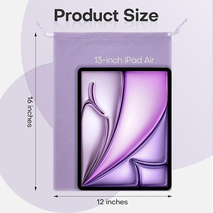 6 Pack Shoe Dust Bags, Velvet Drawstring Luxury Storage Bags for Shoes, Purses, Handbags & Cosmetics - Thick Dustproof Reusable Travel Organizer & Gift Pouch (Purple, 12 × 16 inches)