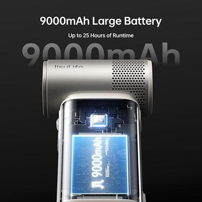 JISULIFE Portable Handheld Fan Ultra2, 9000mAh Max 25 Hrs, 5 IN 1, 100 Speed Turbo Fan Rechargeable 18W Power Bank with Flashlight, Metal Shell Multi-Function Travel Essentials Gifts for Men-Brown