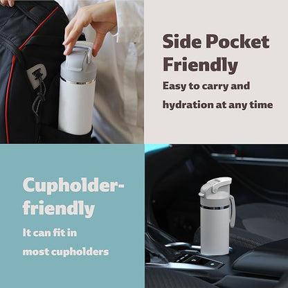 OISIZ Insulated Water Bottle 24 oz with 2 in 1 Spout and Straw Lid,One Click Safety Lock,100% Leakproof,Keep Cold 24H,Vacuum Stainless Steel Water Bottle for School,Travel and Sports,Dishwasher Safe