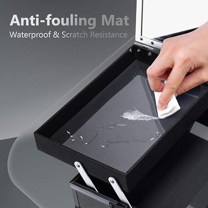 Joligrace Makeup Train Case Makeup Case Organizer Portable Cosmetic Box Storage with 2 Trays Mirror Locking with Keys Make Up Travel Case Nail Kits Traveling Makeup Box Iron Grey