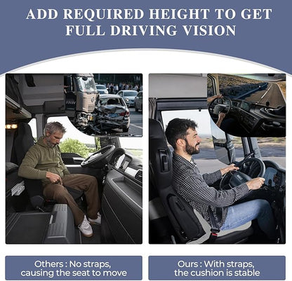 Memory Foam Seat Cushion for Sciatica & Back Pain Relief - Ergonomic Chair Pad with Adjustable Strap & Supportive Comfort Cover, Non-Slip for Car, Truck, Office Chair - Light Gray