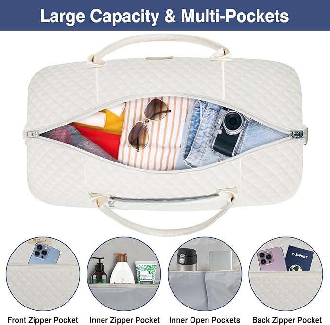 Weekender Bag for Women, Travel Duffel Bag Carry On Overnight Bag with Shoe Compartment Large Nylon Travel Weekend Tote Bag