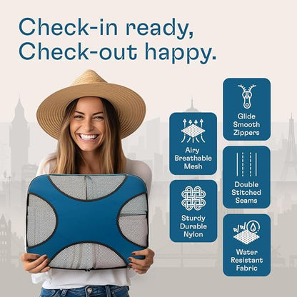 Shacke 6 Set Packing Cubes for Travel - Compression Packing Bags/Travel Organizer - Luggage Organizer Bags for Traveling - Travel Essentials for Women - Cruise Must Haves Packing List