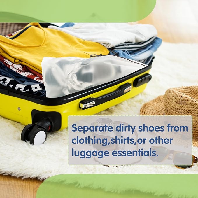 100 Pcs Translucent Shoes Bags for Travel,Large Clear Shoe Organizers,Drawstring Storage Bags with Rope for Men and Women (11.8 x 15.7 Inches)