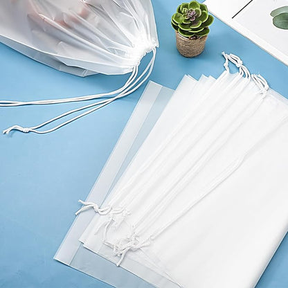 100 Pack Plastic Drawstring Bags Large Clear Shoe Bags for Storage Waterproof Dustproof Portable Shoe Storage with Rope for Packing,Men and Women, 15.7 x 11.8 inches