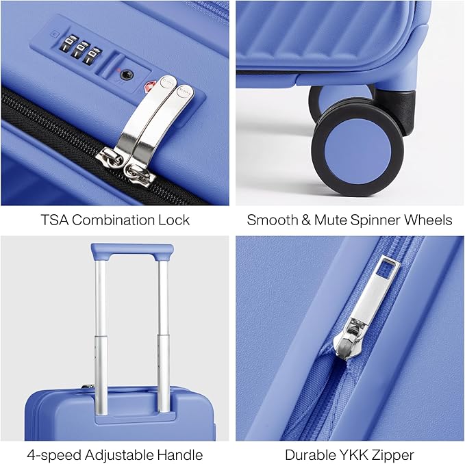 mixi 20 Inch Expandable Carry On Luggage PC Hard Shell Suitcase Top Opening Rolling Travel Suitcases with Spinner Wheels & TSA Lock, Dreamy Purple