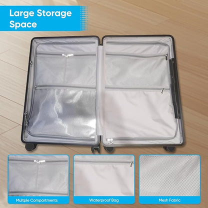 20'' Luggage with Child Seat, Ride On Suitcase with Shockproof Silent Spinner Wheels, TSA Lock, Carry On Luggage with Foldable Backrest, Bag Hook for Kids.