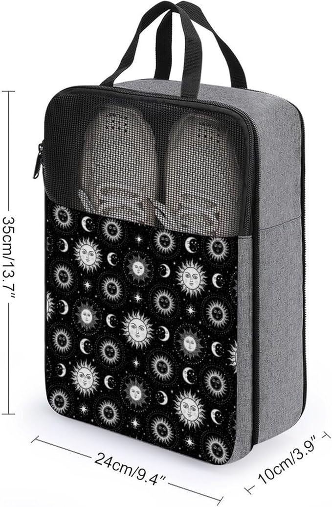 Portable Travel Shoe Packing Bag Crescent Moon Sun Golf Shoe Dust Bags Reusable Sneaker Bags for Gym, 1-Pack