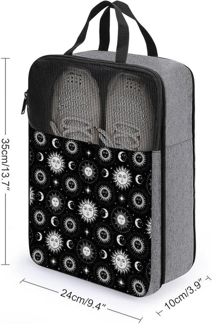 Portable Travel Shoe Packing Bag Crescent Moon Sun Golf Shoe Dust Bags Reusable Sneaker Bags for Gym, 1-Pack