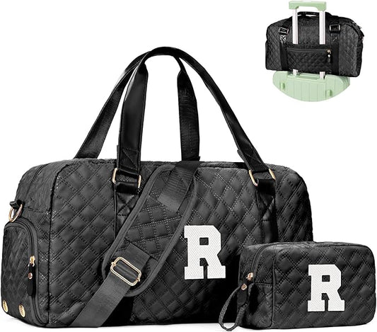 Personalized Duffle Bag Women Girls Gift: Letter Carry on bags, Dance Cheer bag Sports for Girl, Kid Gymnastics Bags, Birthday Gifts for Women Girls Kids Teens Mom Teacher