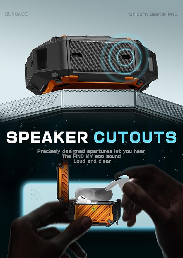 SUPCASE for AirPods Pro 3 Case with Lock & Carabiner, [IP68 Waterproof] [Military-Grade Protection] [Supports Wireless Charging] Anti-Scratch Hard Shell Cover for AirPods Pro 3rd Gen, Coral