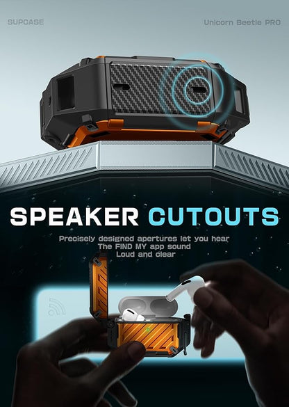 SUPCASE for AirPods Pro 3 Case with Lock & Carabiner, [IP68 Waterproof] [Military-Grade Protection] [Supports Wireless Charging] Anti-Scratch Hard Shell Cover for AirPods Pro 3rd Gen, Coral