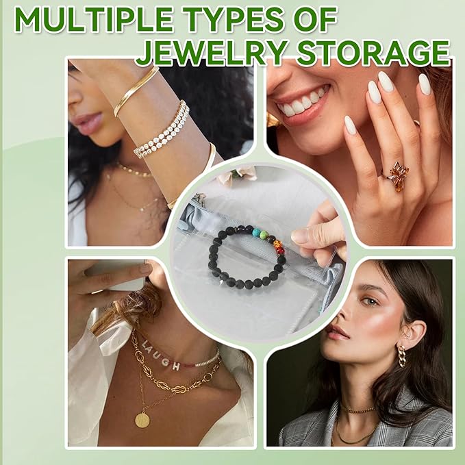 Jewelry Organizer Case Travel Clear Earring Organizer Case Transparent Jewelry Storage Book (Light blue, with 48 Pcs large Jewelry Pouches)