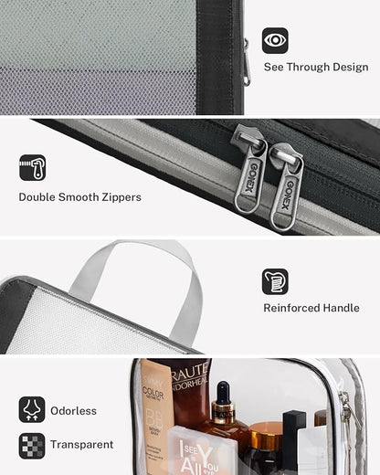 Gonex Expandable Mesh Packing Cubes - 8 Set Compression Organizer for Travel Essentials with Toiletry, Laundry, Shoe & Cable Bags - Black