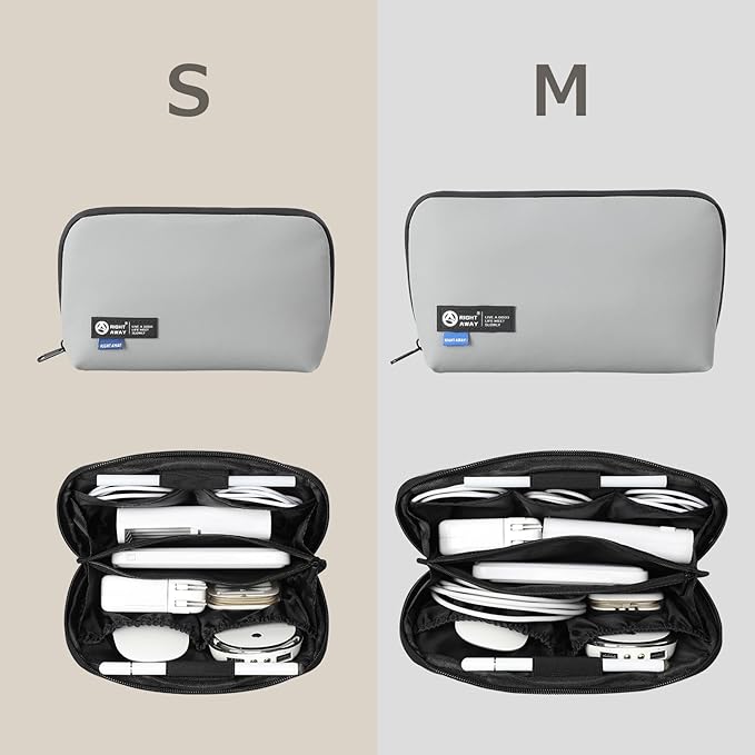 RIGHT AWAY Travel Tech Pouch，Waterproof Cord Case，Electronics Organizer Travel Case，Cable Organizer Storage Bag For Phone, Charger, Accessories(GRAY)