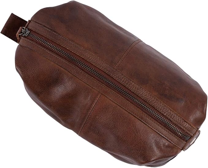 KomalC Premium Unisex Vintage Vanity Dopp Kit - Travel Toiletry Bag Shaving for Men and Women (Brown)