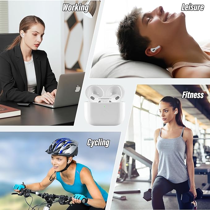 Wireless Charging Case Compatible with AirPod 4th Generation, Air Pod 4 Charger Case Replacement with Bluetooth Pairing Sync Button, White (USB-C Port)