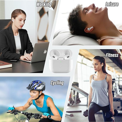 Wireless Charging Case Compatible with AirPod 4th Generation, Air Pod 4 Charger Case Replacement with Bluetooth Pairing Sync Button, White (USB-C Port)