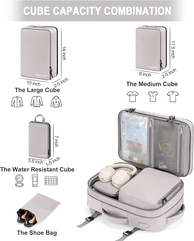 Carry On Backpack, 42L Flight Approved Travel Backpack for Men Women,Airline Approved Gym Backpack Waterproof Business Laptop Daypack Laptop Backpack,Casual Daypack for Business Weekend Hiking