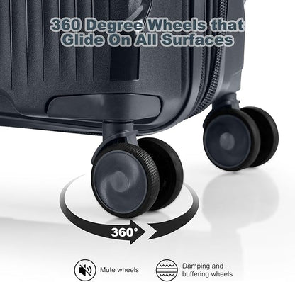 Nazhura Luggage Set, 3-Piece Hardside Suitcase Set, 20-inch Carry On, 24-inch, 28-inch Luggage